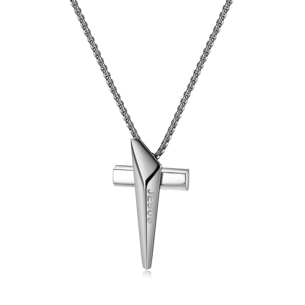 A beautiful BELIEF CROSS NECKLACE made of 316L surgical stainless steel with 14K gold PVD plating, showcasing a cross pendant.