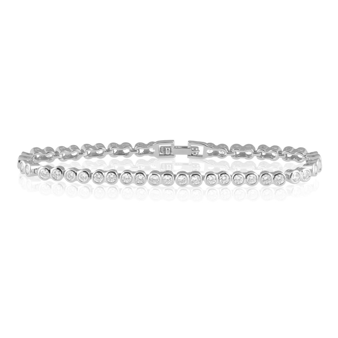 Elegant Bezel Tennis Bracelet featuring sparkling cz stones in a classic design.