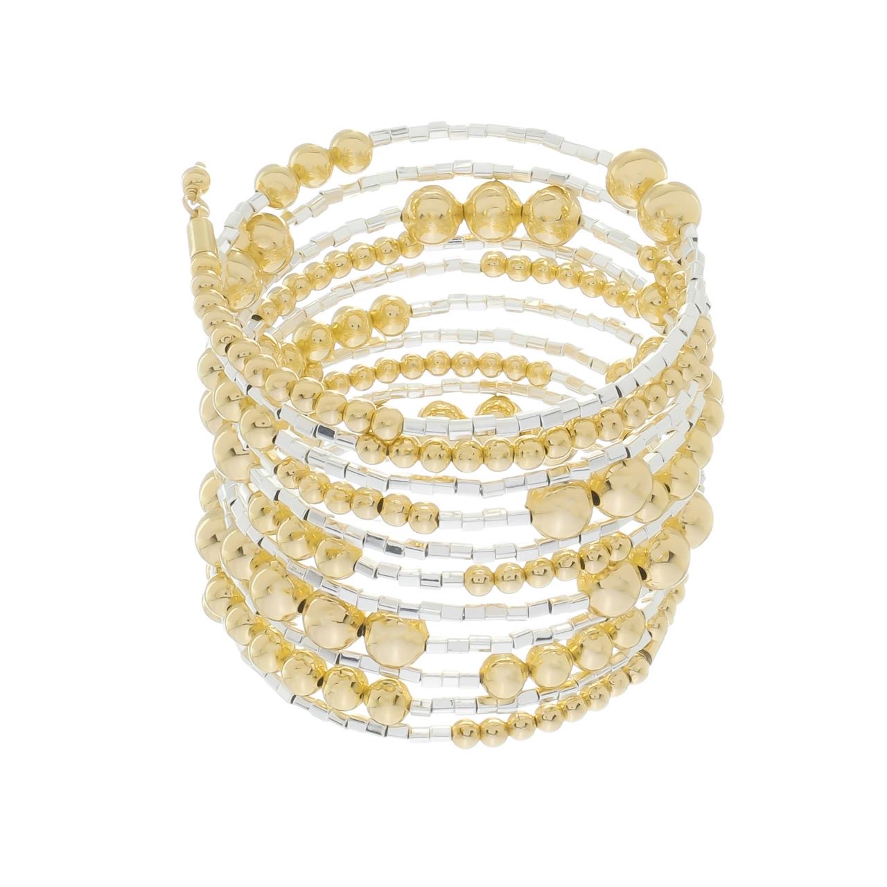 Bianca Wrap Bracelet featuring gold-filled beads in a multi-wrap design, handmade in Brazil.