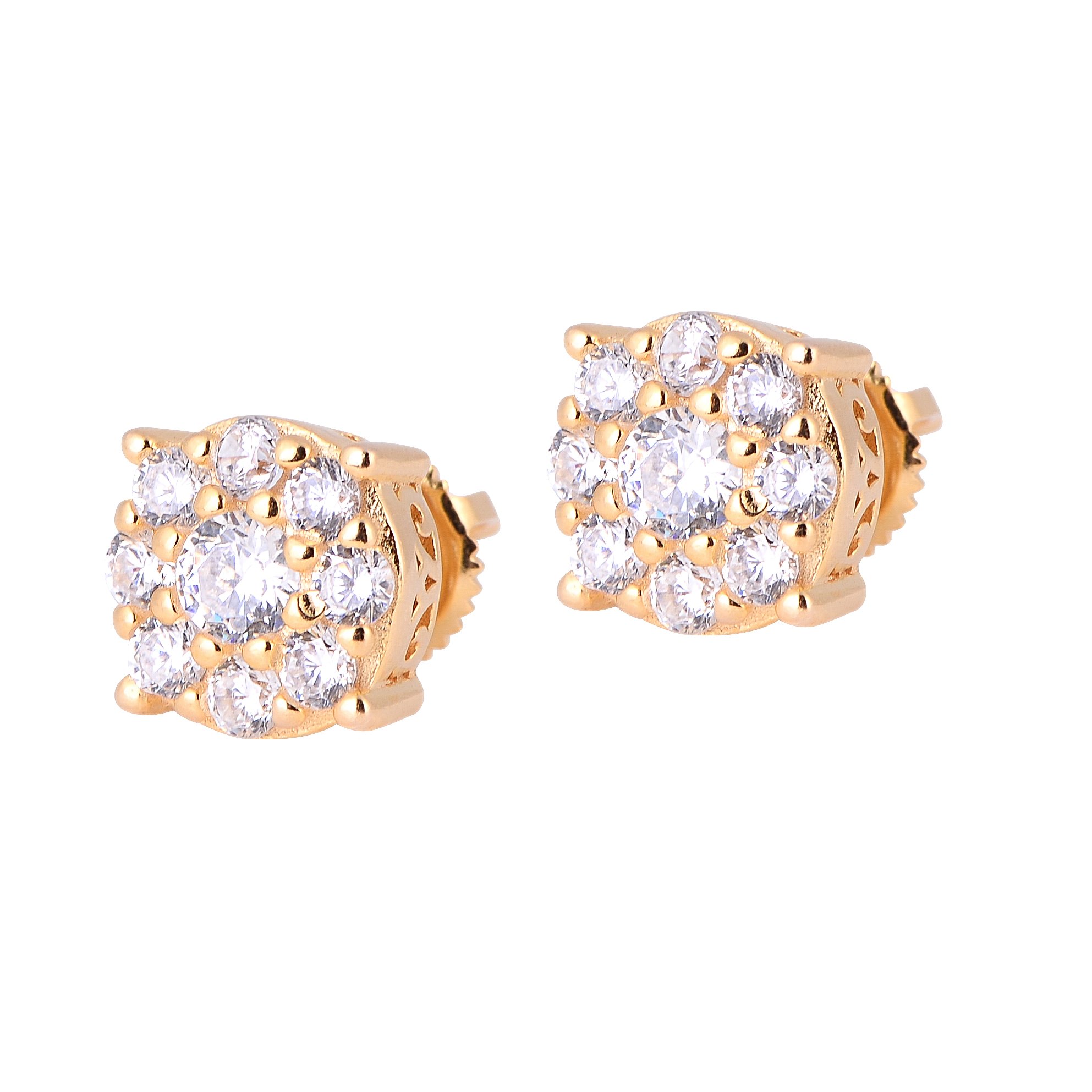 BIBELOT 925 Earring featuring a round flower pattern with sparkling cubic zircon stones set in sterling silver.