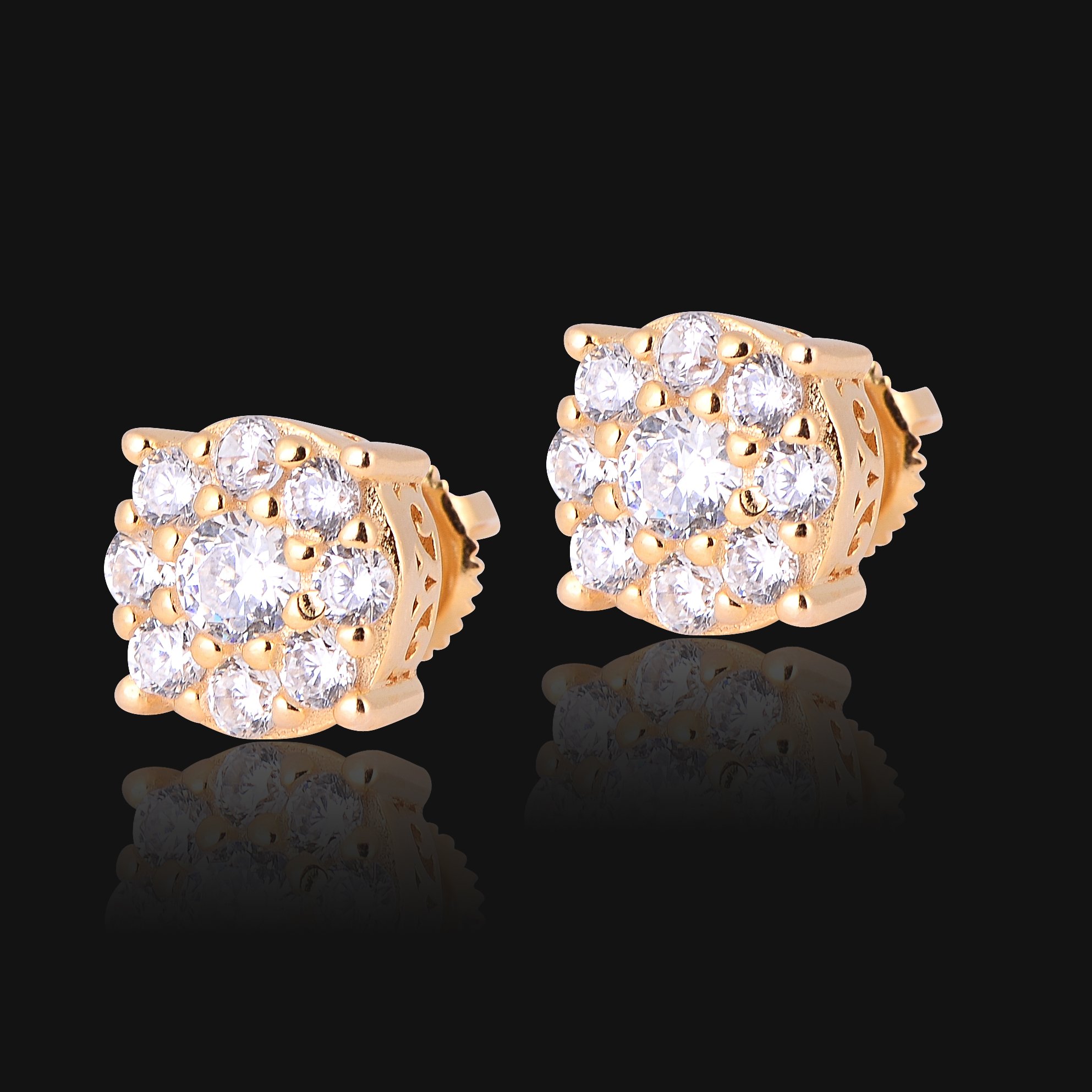 BIBELOT 925 Earring featuring a round flower pattern with sparkling cubic zircon stones set in sterling silver.