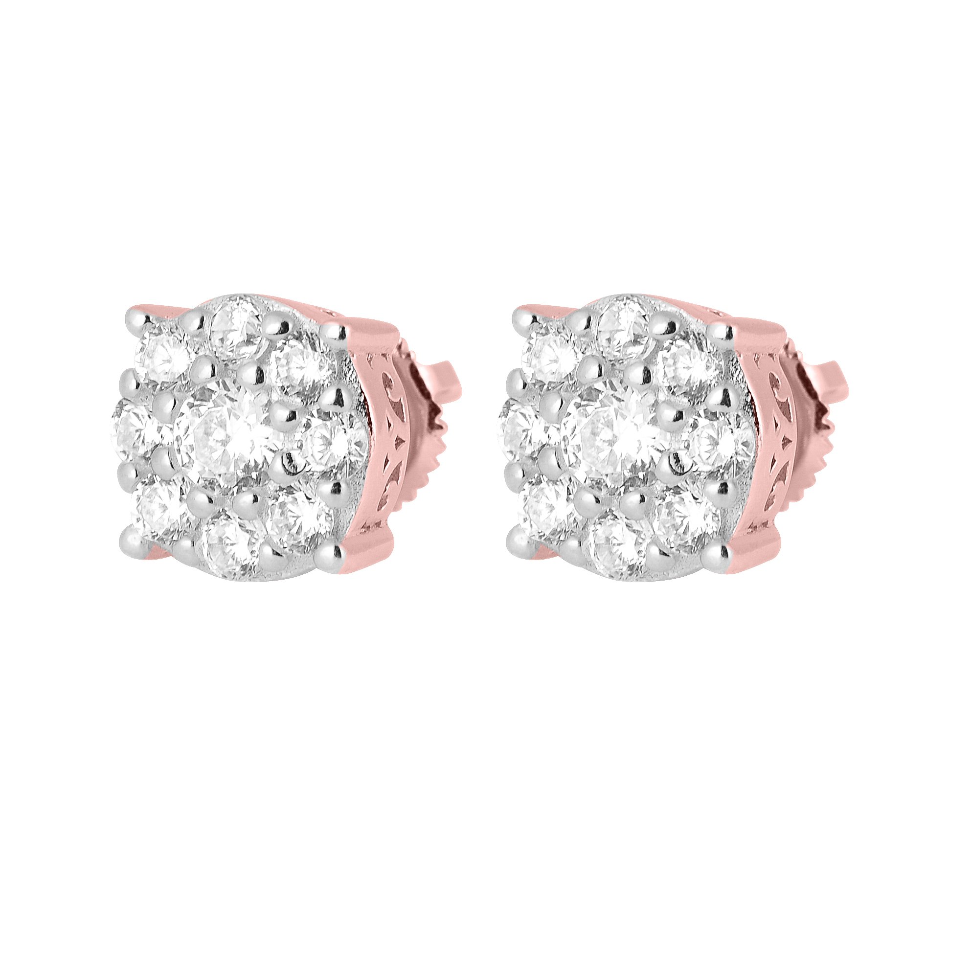 BIBELOT 925 Earring featuring a round flower pattern with sparkling cubic zircon stones set in sterling silver.