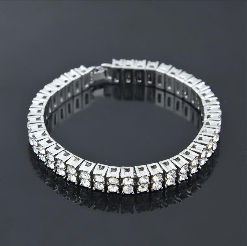 BINATE 2 Row Crystal Bracelet featuring faultless rhinestones on an alloy base, showcasing elegance and glamour.