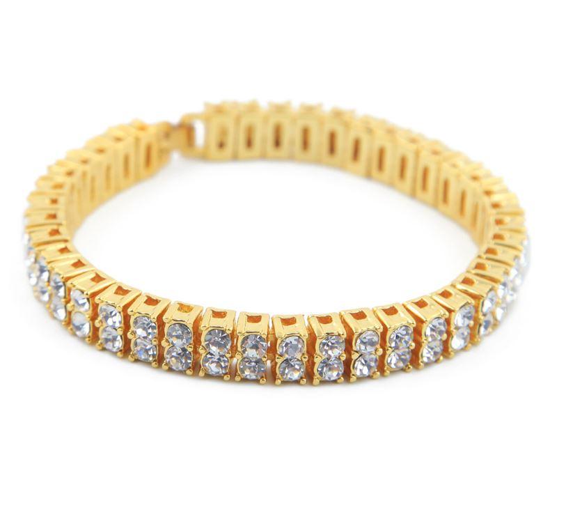 BINATE 2 Row Crystal Bracelet featuring faultless rhinestones on an alloy base, showcasing elegance and glamour.