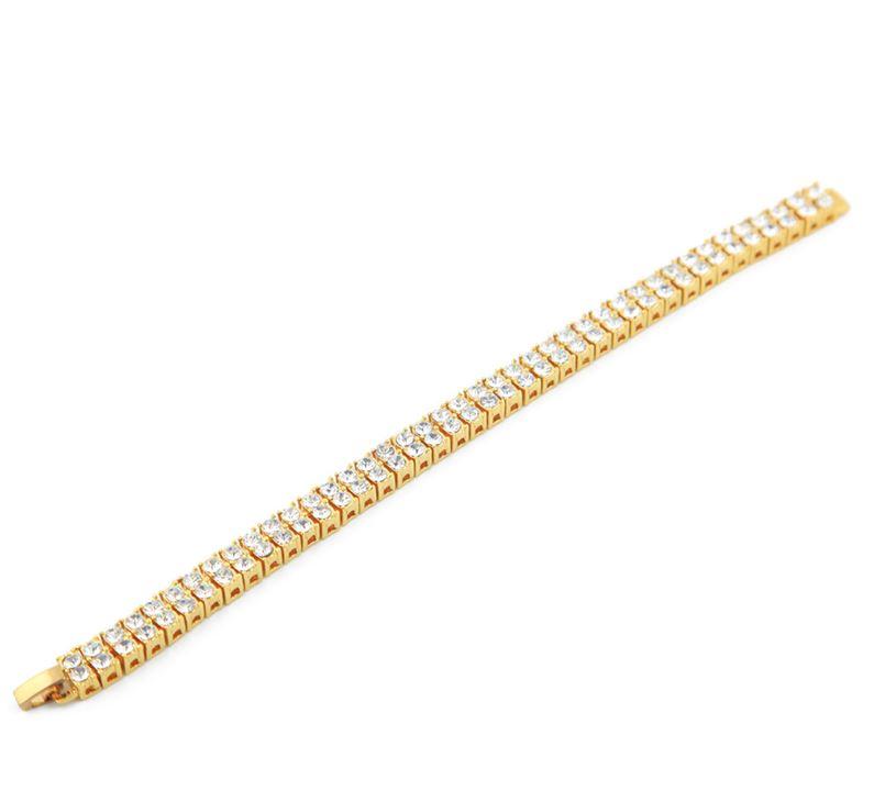 BINATE 2 Row Crystal Bracelet featuring faultless rhinestones on an alloy base, showcasing elegance and glamour.