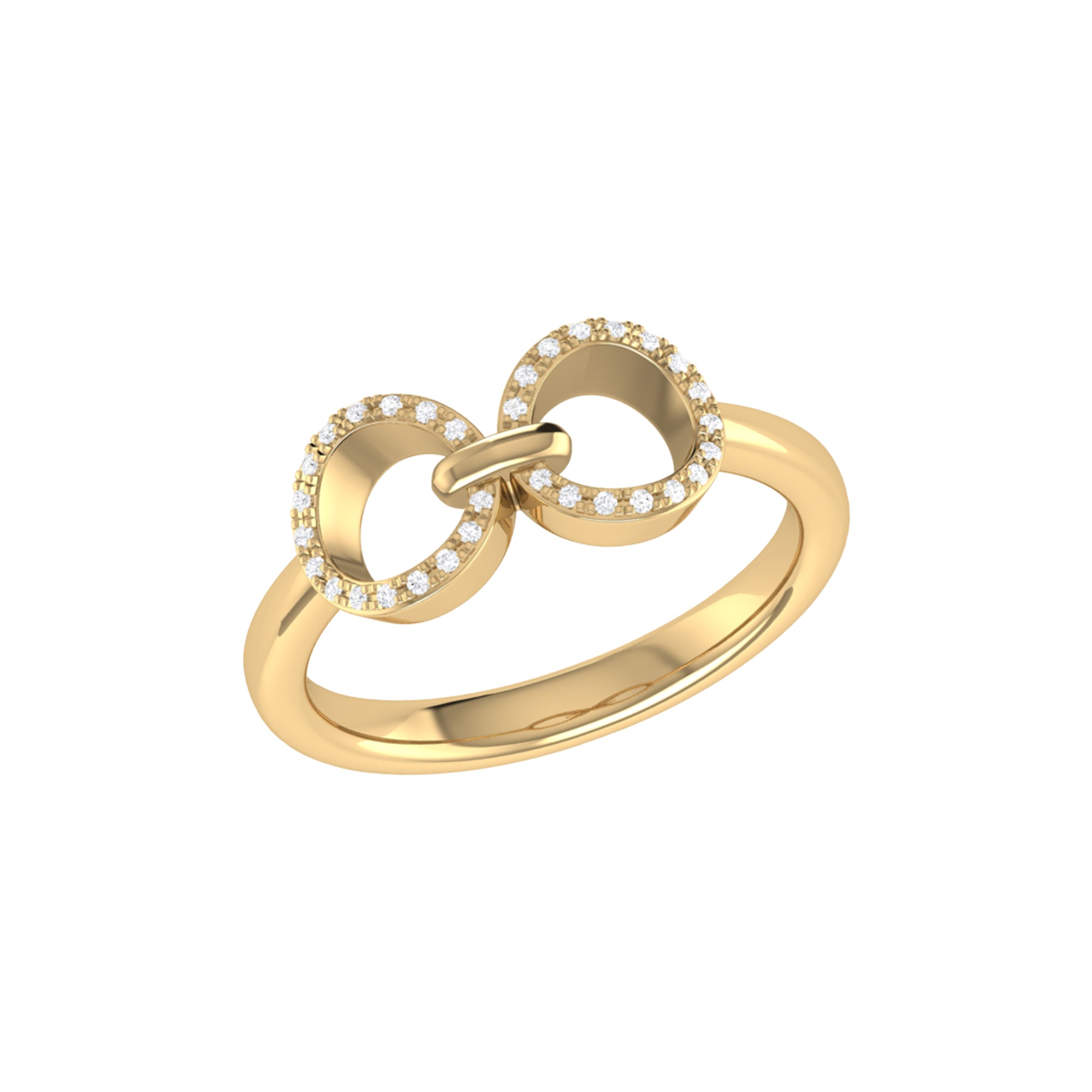 Elegant Binoculars Infinity Diamond Ring in 14K Yellow Gold Vermeil with genuine diamonds, showcasing its intricate design and luxurious finish.