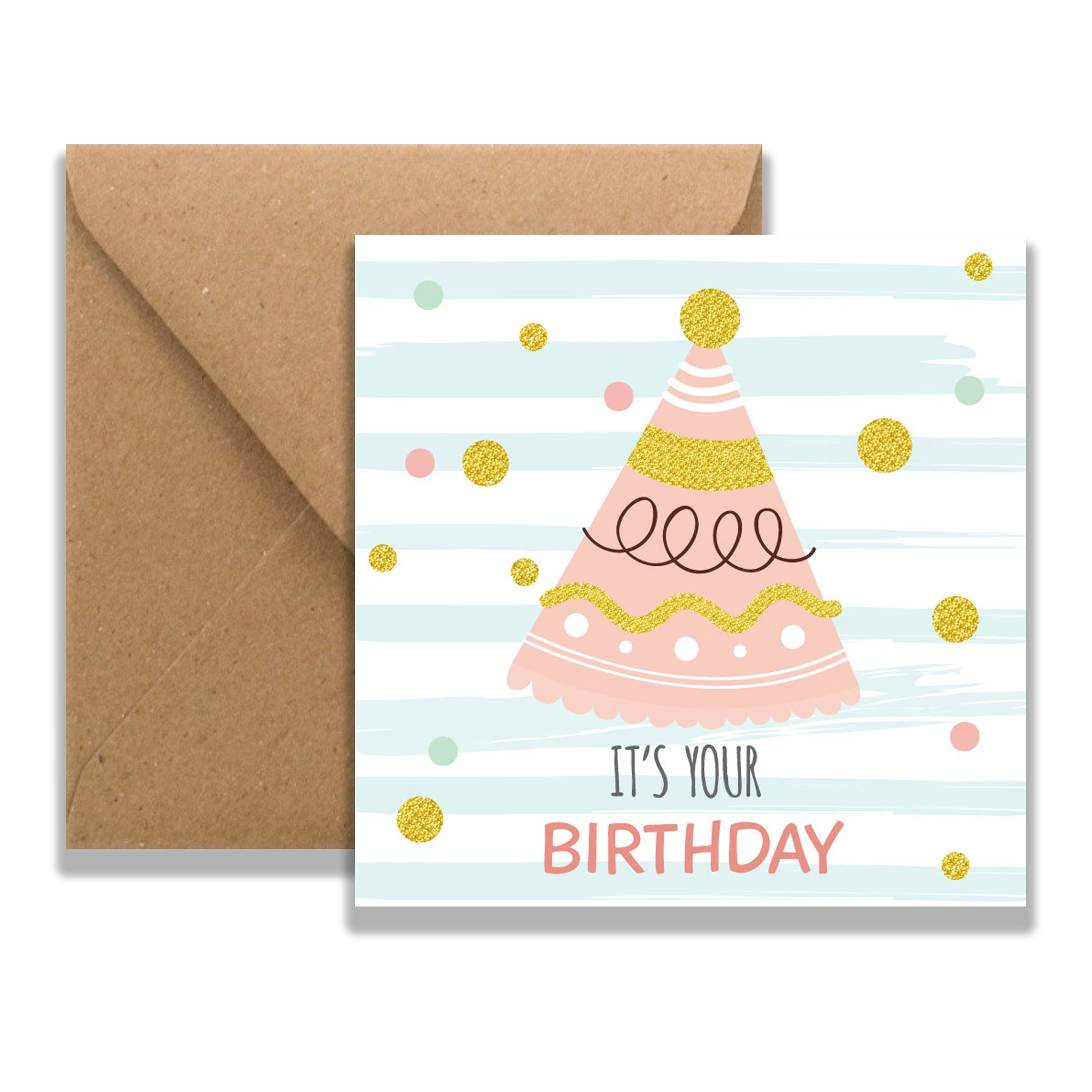 BIRTHDAY Square Greeting Card - LSC011 featuring luxury design and blank interior for personal messages.