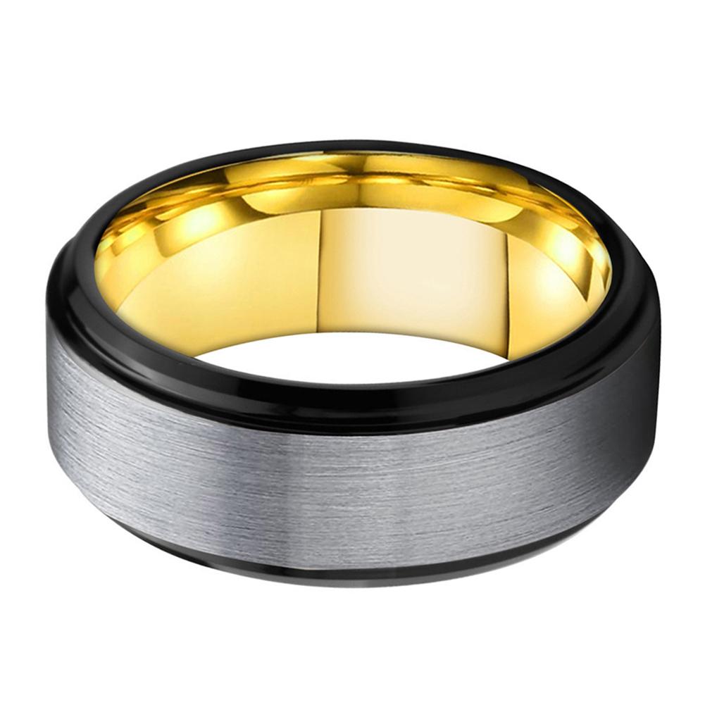 BISOUS Tungsten Ring featuring a minimalist design, perfect for any occasion, showcasing its sleek finish and elegant appearance.