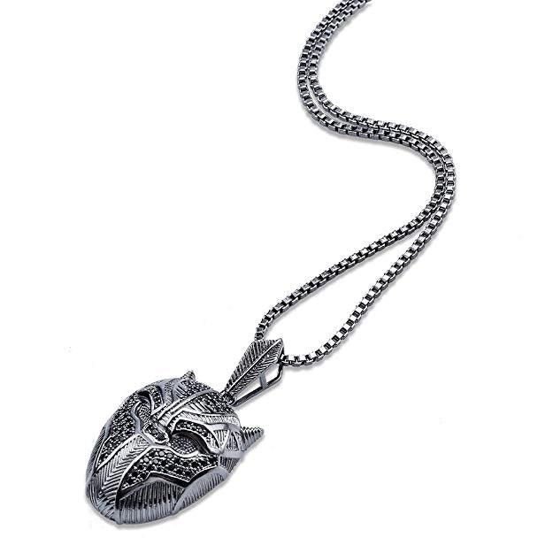 Black Iced Out Crystal Pav'e Panther Pendant Necklace featuring a black panther design with sparkling black crystals and a durable box chain.