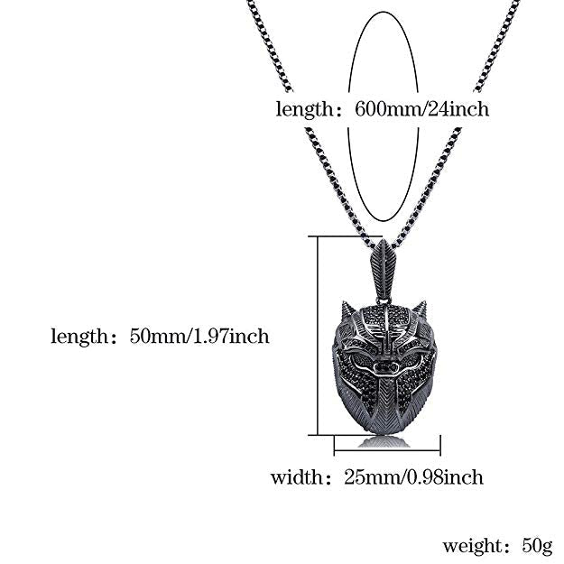 Black Iced Out Crystal Pav'e Panther Pendant Necklace featuring a black panther design with sparkling black crystals and a durable box chain.