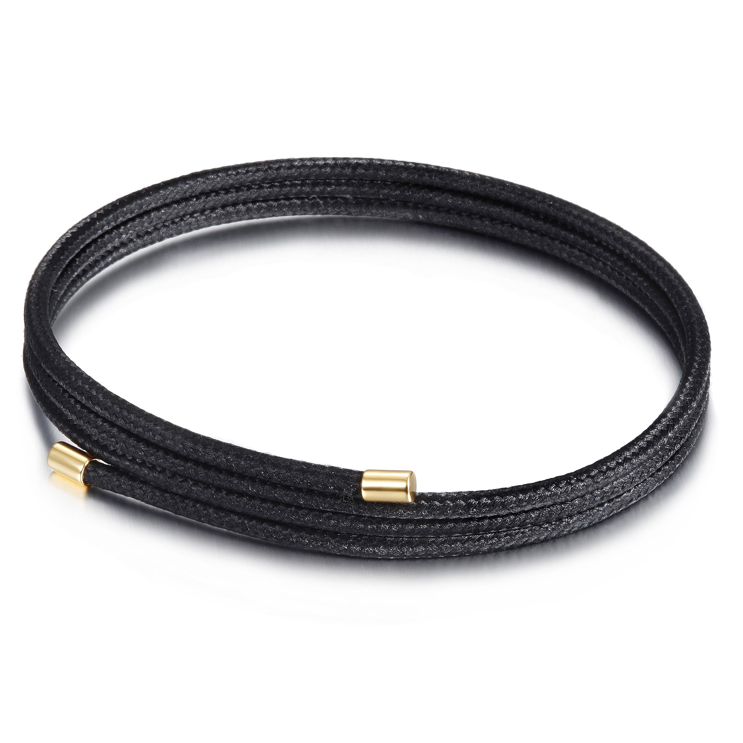 Elegant black magnetic bracelet with adjustable sliding clasp, perfect for charms.