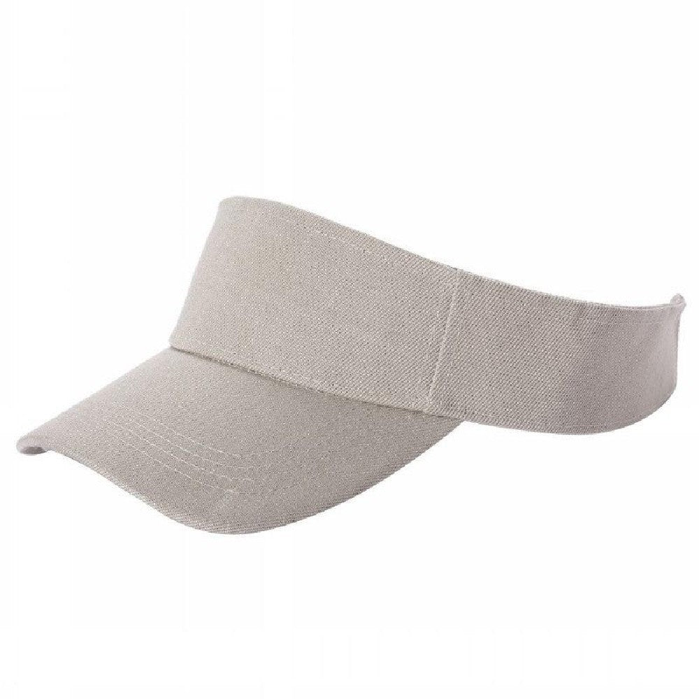 A pack of 6 blank visor hats in various colors, showcasing their curved visor and low-profile design, made from premium acrylic fabric.