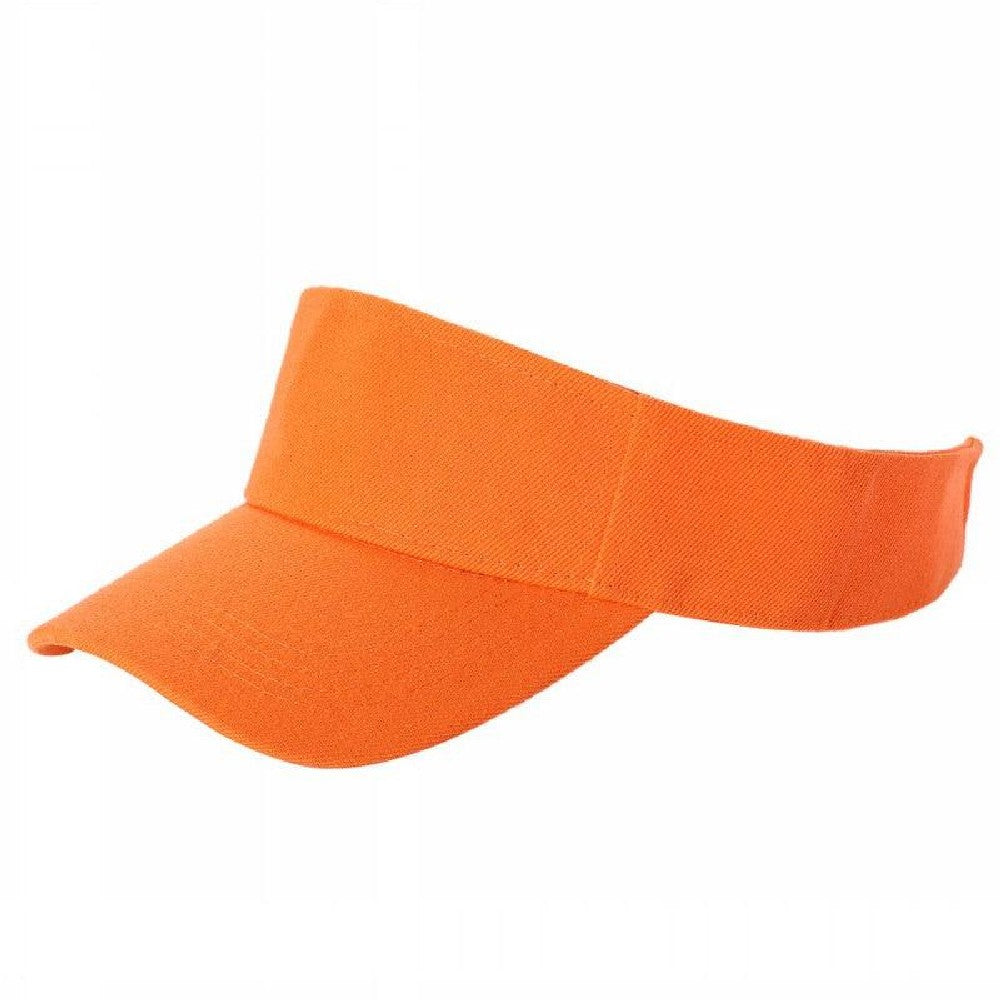 A pack of 6 blank visor hats in various colors, showcasing their curved visor and low-profile design, made from premium acrylic fabric.