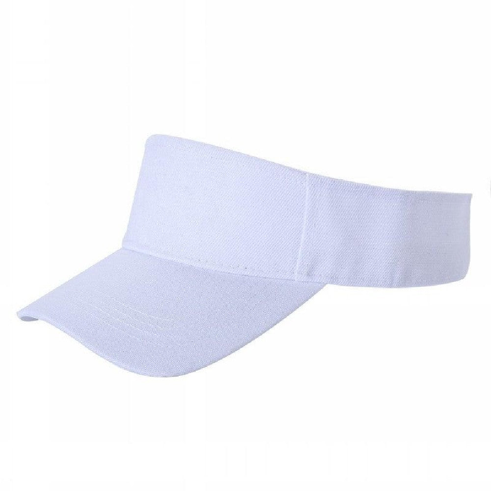 A pack of 6 blank visor hats in various colors, showcasing their curved visor and low-profile design, made from premium acrylic fabric.