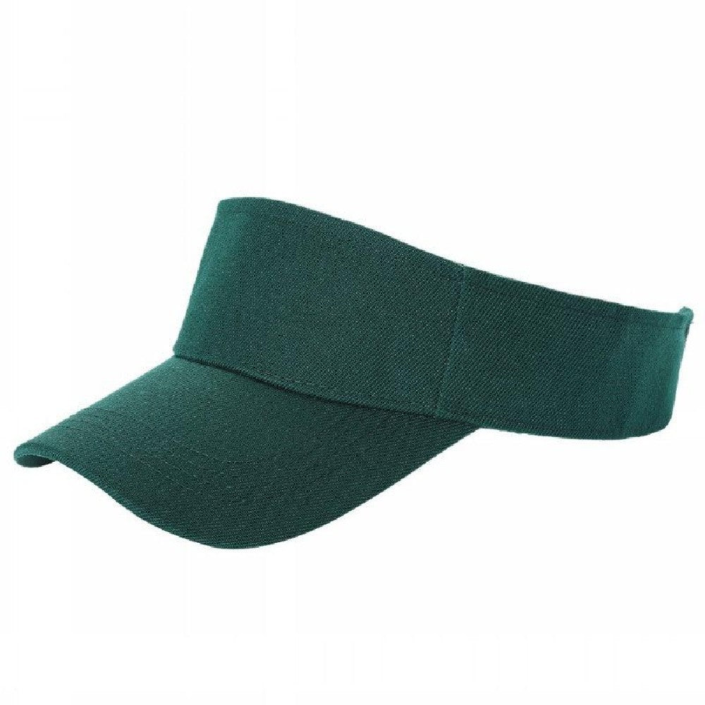 A pack of 6 blank visor hats in various colors, showcasing their curved visor and low-profile design, made from premium acrylic fabric.