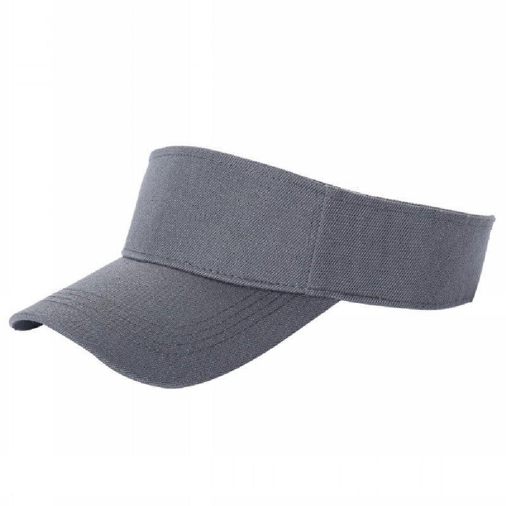 A pack of 6 blank visor hats in various colors, showcasing their curved visor and low-profile design, made from premium acrylic fabric.