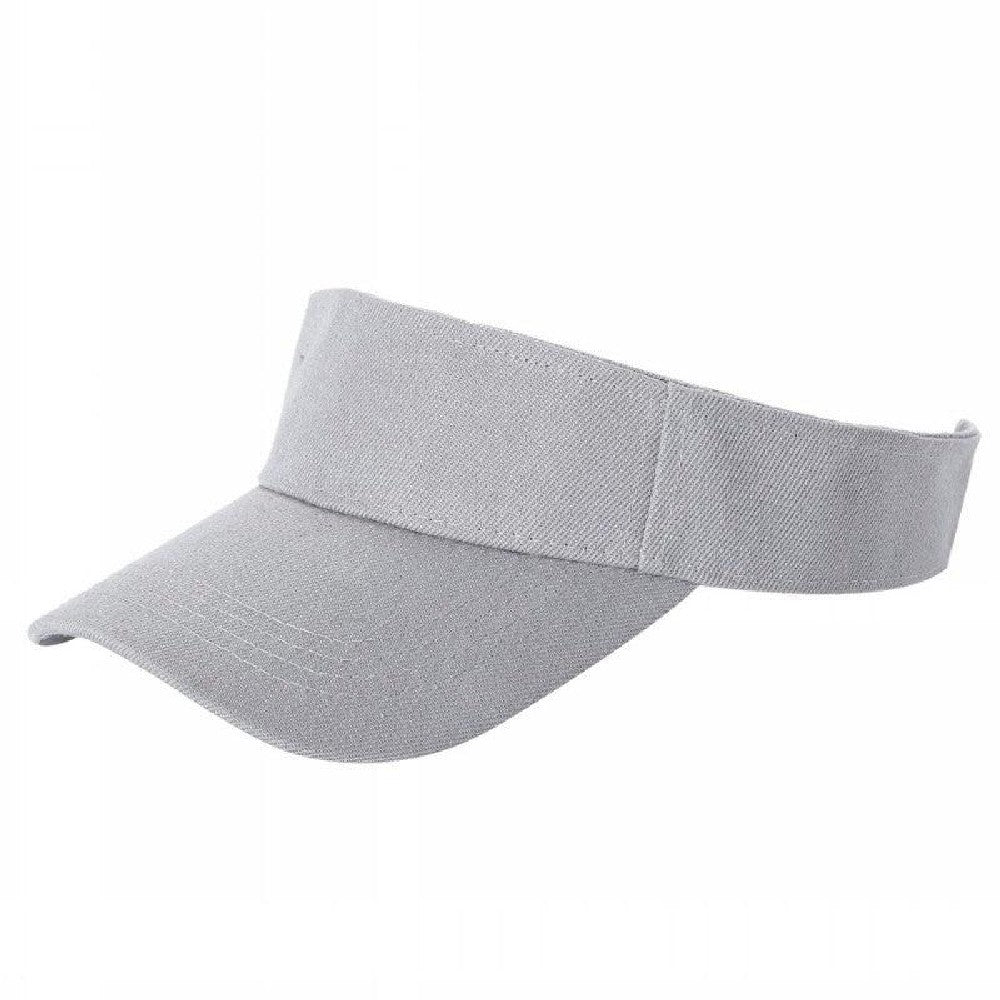 A pack of 6 blank visor hats in various colors, showcasing their curved visor and low-profile design, made from premium acrylic fabric.