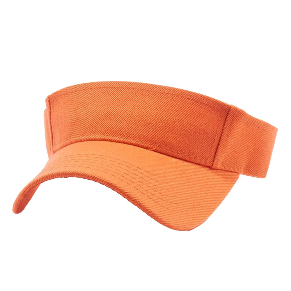 A pack of 6 blank visor hats in various colors, showcasing their curved visor and low-profile design, made from premium acrylic fabric.