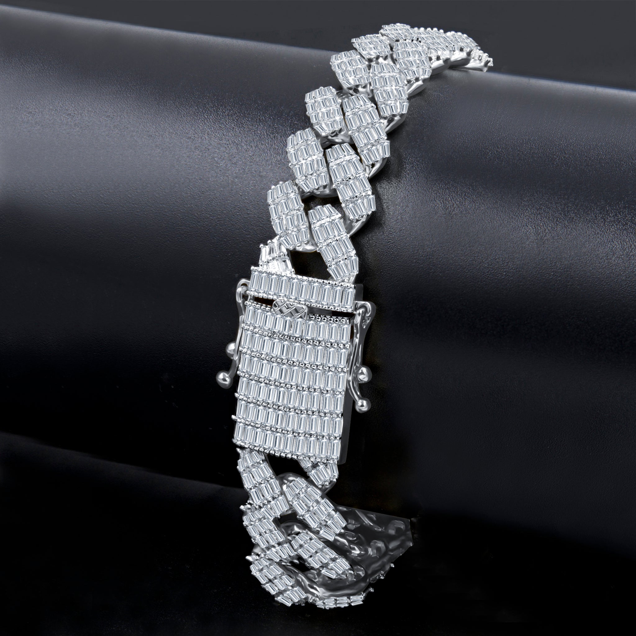 BLANQUEAR 16MM iced out bracelet featuring durable brass and sparkling AAA Cubic Zirconia stones, elegantly designed for a bold statement.