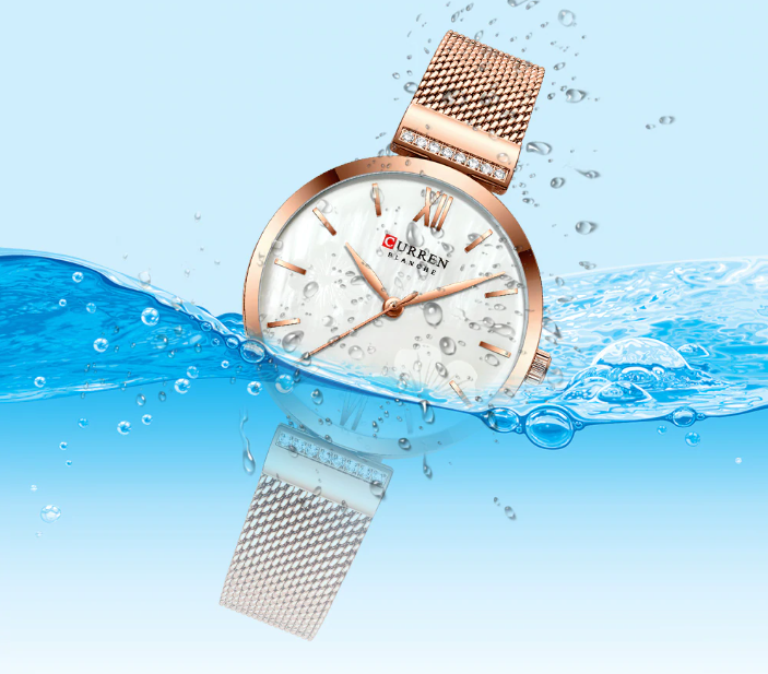 Blith Women's Watch I 551125 with a sleek metal chain strap and simple white dial, available in pink and silver colors.