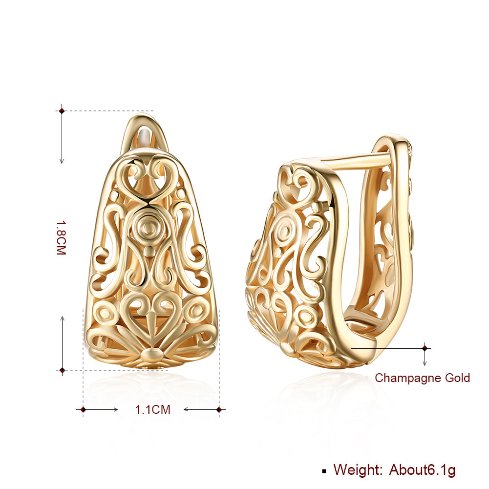 Bohemian Style Filigree Laser Cut Huggie Earring in 18K Gold Plated, showcasing intricate design and luxurious finish.