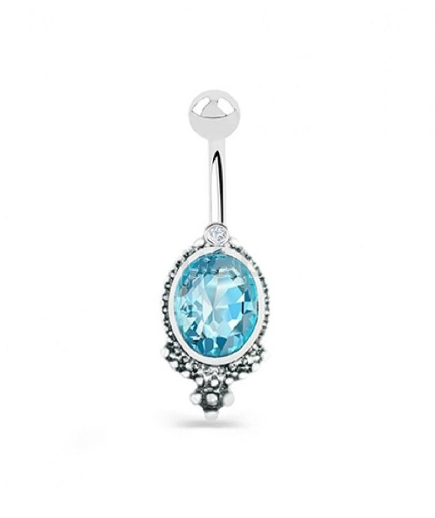 Boho Surgical Steel Belly Bar featuring intricate ethnic designs, perfect for belly button piercings.