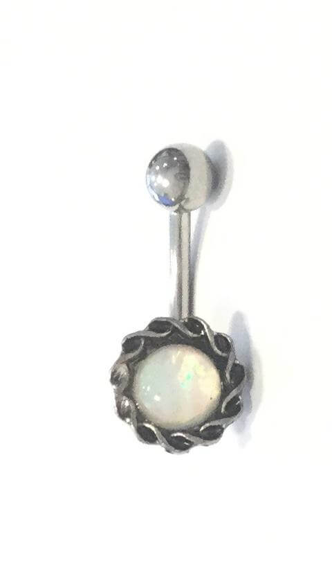 Boho Surgical Steel Belly Bar featuring intricate ethnic designs, perfect for belly button piercings.