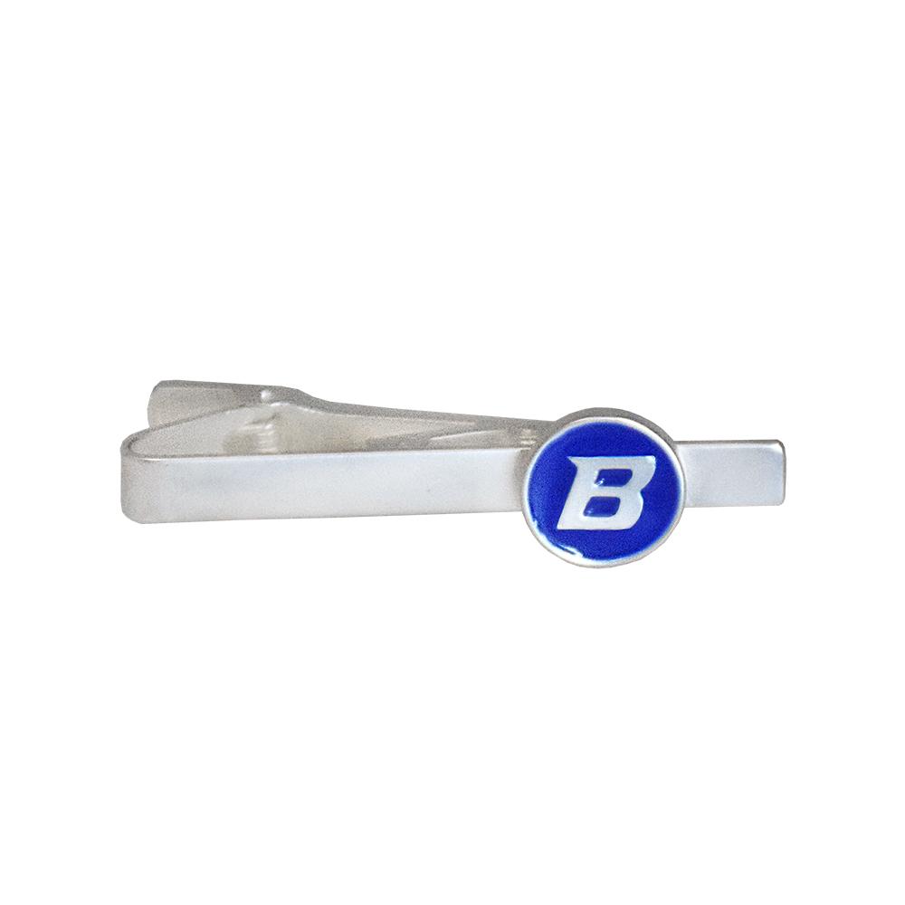 Boise State Broncos Tie Bar in brushed silver finish, stylishly designed for fans.