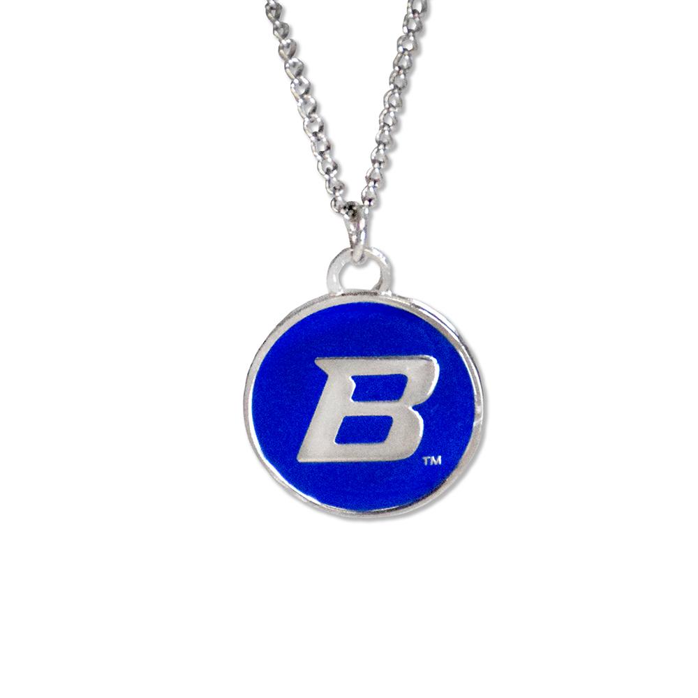 Boise State Cutout Necklace featuring the Boise State logo in a silver finish, adjustable chain.