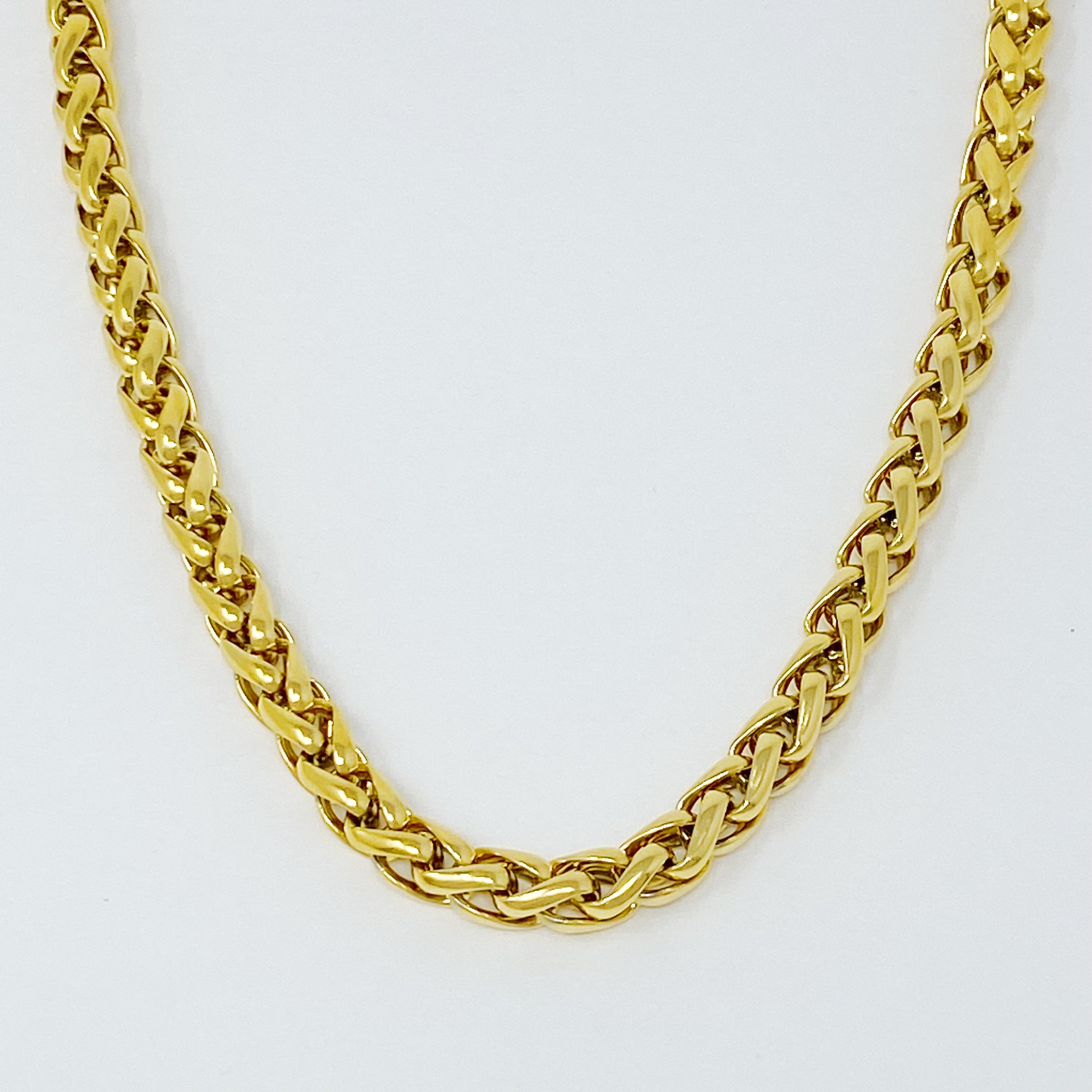 Bold and Edgy Chain Necklace featuring small links, 18k gold plated stainless steel, and a stylish design for layering.