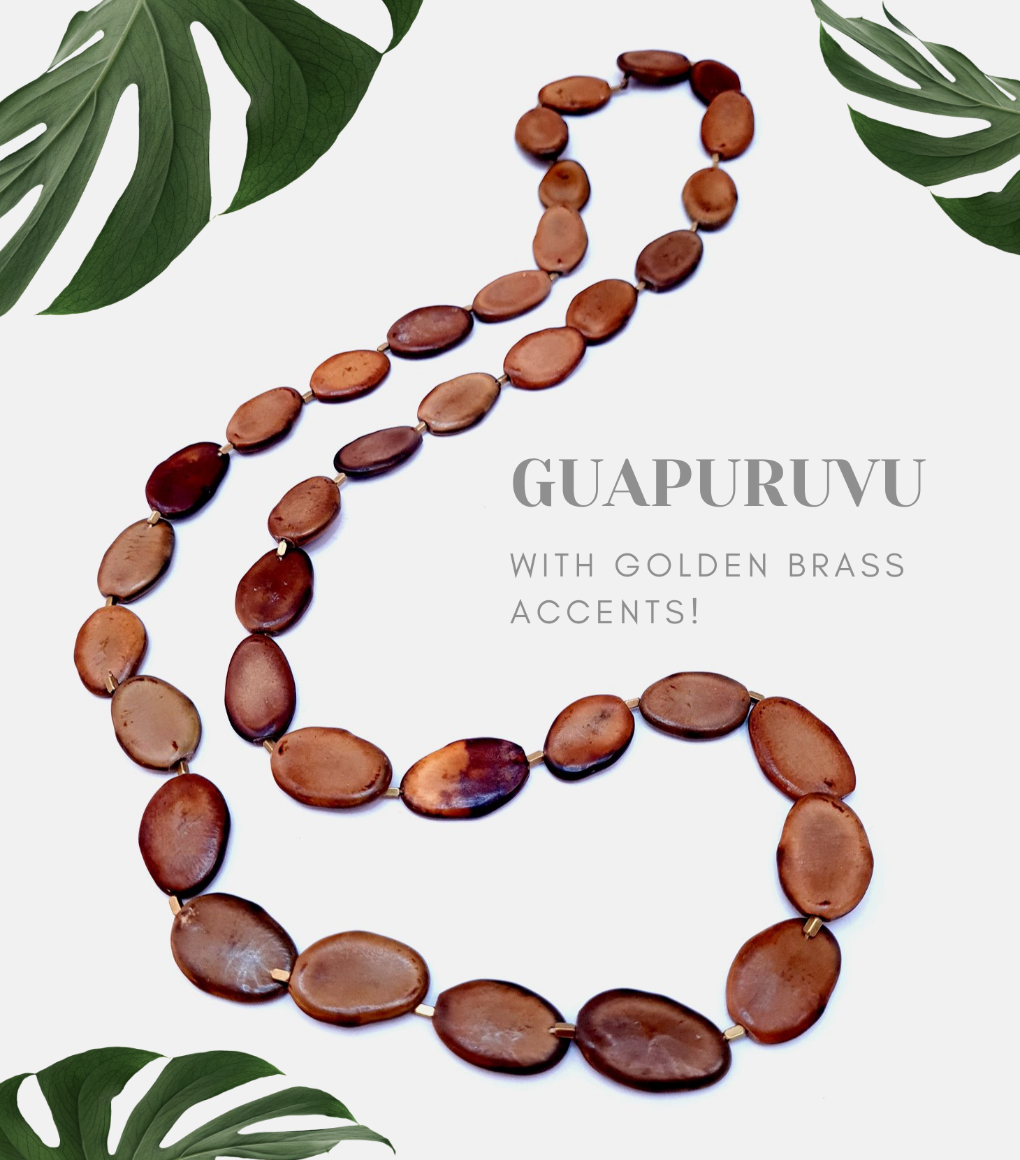 Botanic Necklace made from Guapuruvu seed, featuring raw brass findings, showcasing its unique eco-friendly design.