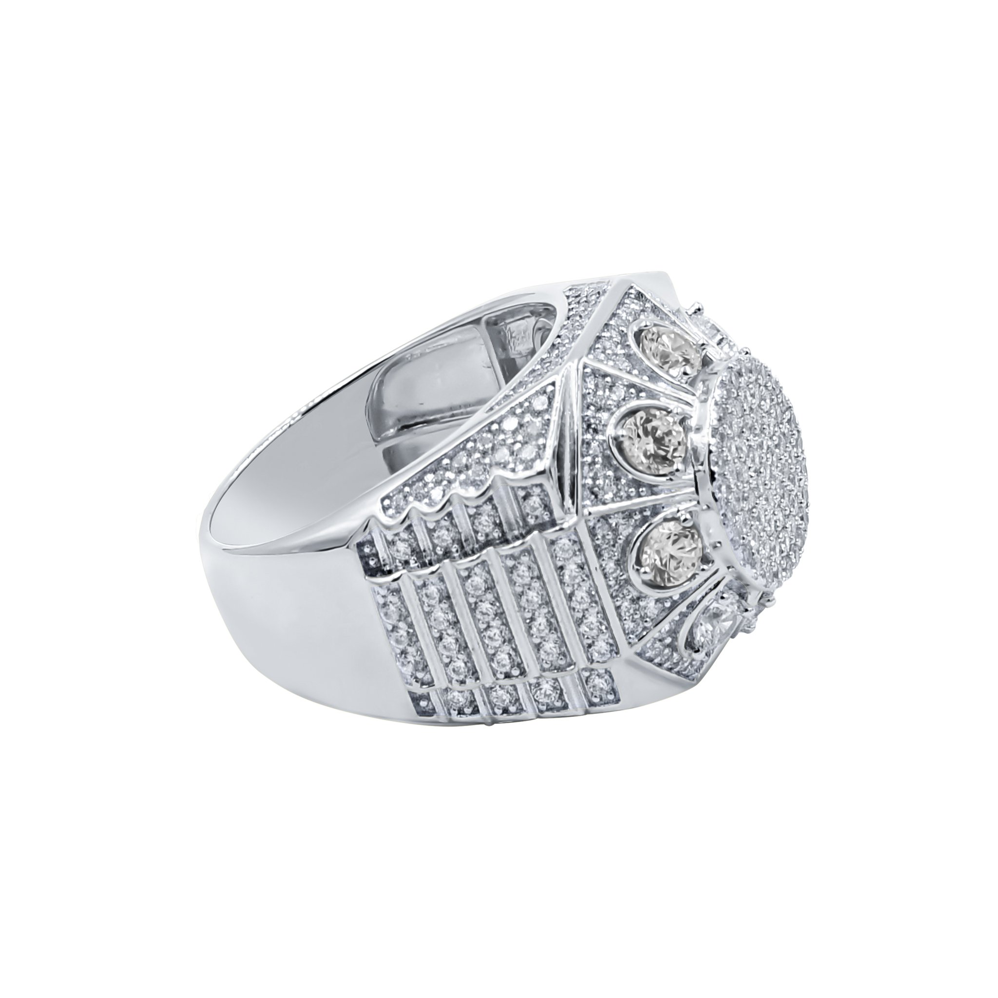 A stunning BOTANIC Silver Ring featuring sparkling cubic zirconia stones set in 925 Sterling Silver, showcasing a blossomy design.