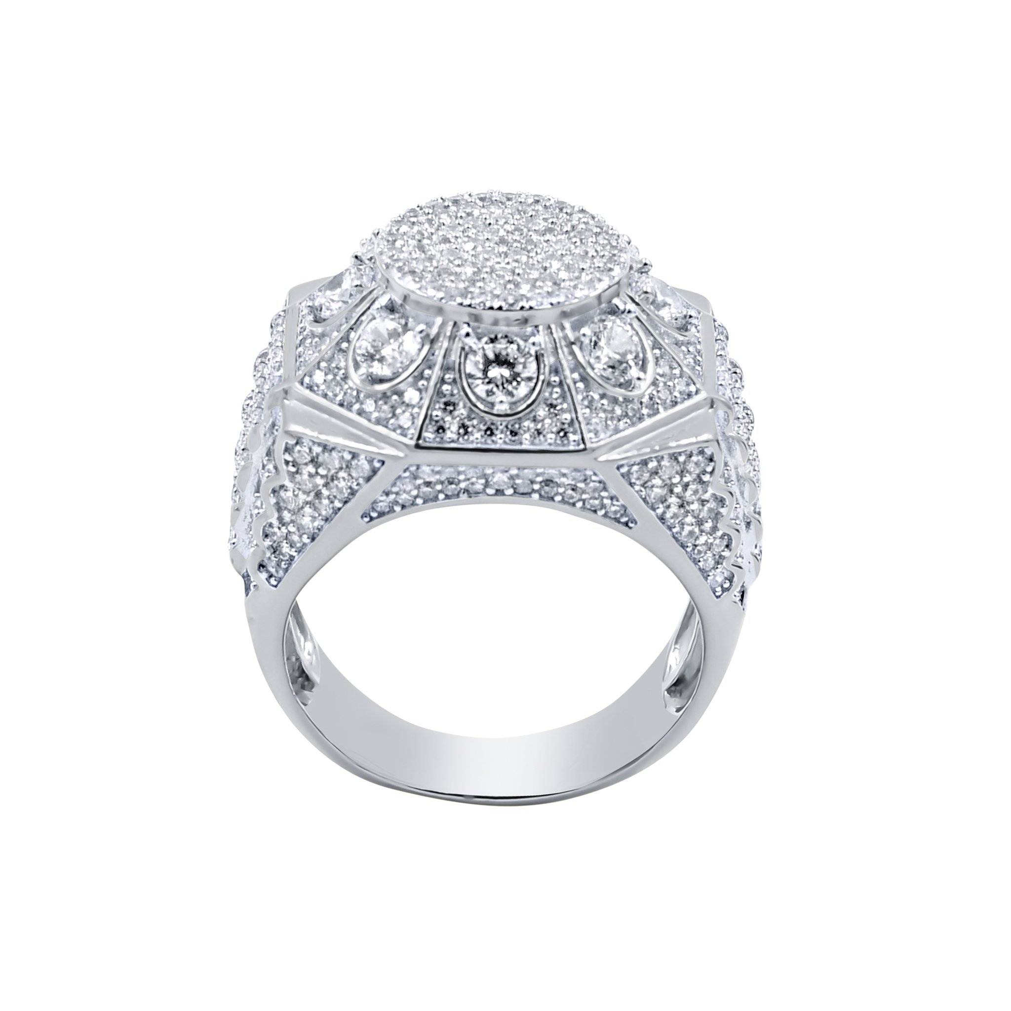 A stunning BOTANIC Silver Ring featuring sparkling cubic zirconia stones set in 925 Sterling Silver, showcasing a blossomy design.