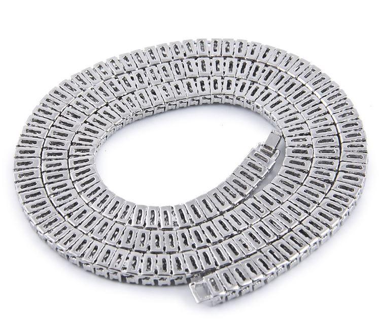 BRACE 2 Row 24" Tennis Chain featuring sparkling rhinestones on a base alloy metal chain, showcasing a luxurious design.