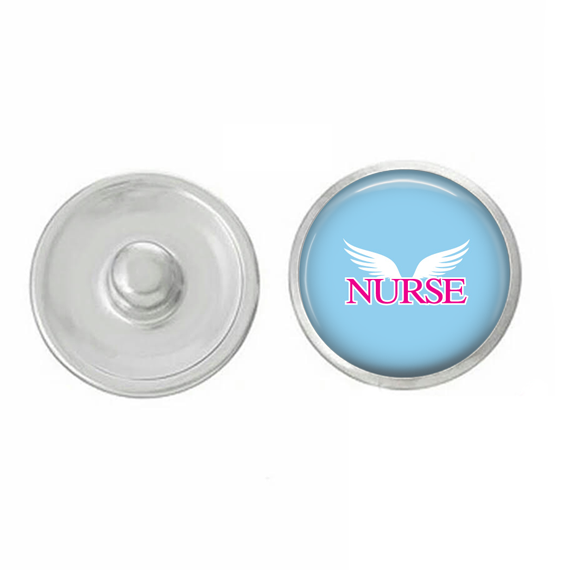 Customizable Nurse-themed bangle bracelet with charms, showcasing a snap base and elegant design.