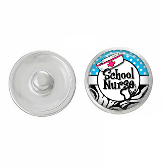 Customizable Nurse-themed bangle bracelet with charms, showcasing a snap base and elegant design.