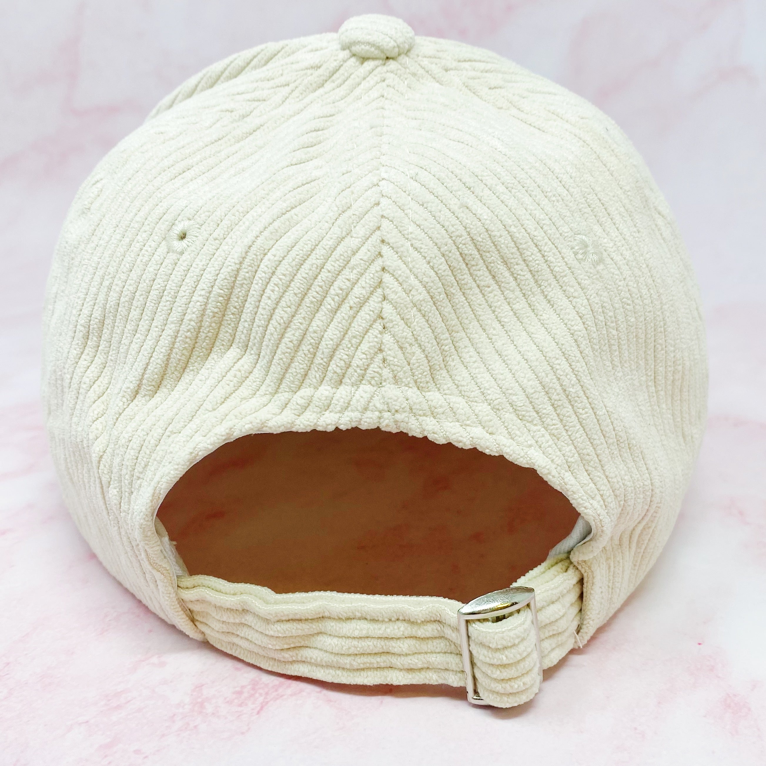 Bride Corduroy Ball Cap featuring gold glittering fuzzy patch lettering and adjustable strap.