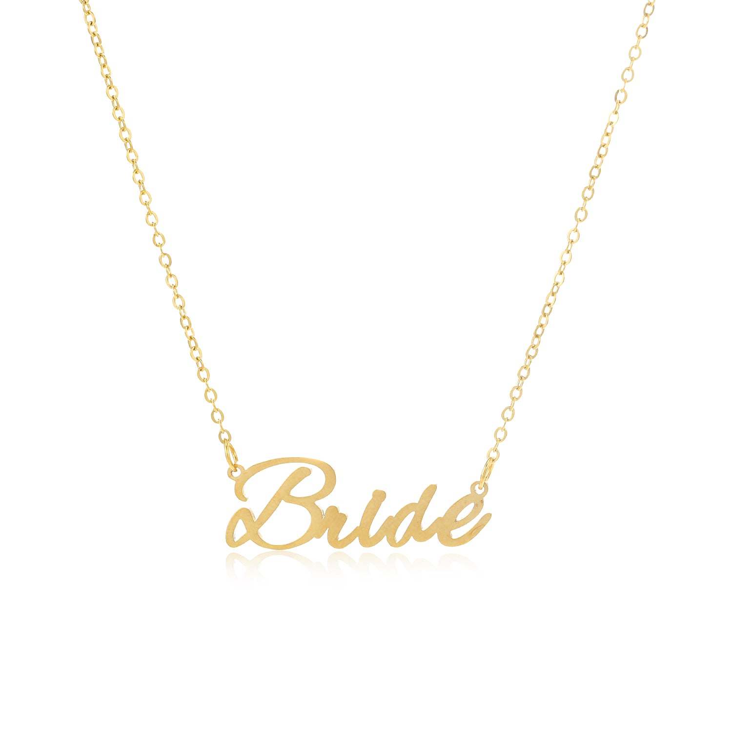 Elegant Bride Necklace made of tarnish-free stainless steel with gold plating, featuring an adjustable chain.