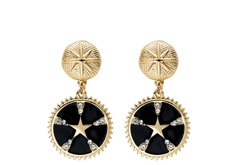 Bright Star Dangle Earring featuring gold plating and ceramic inlay, elegantly designed for various occasions.