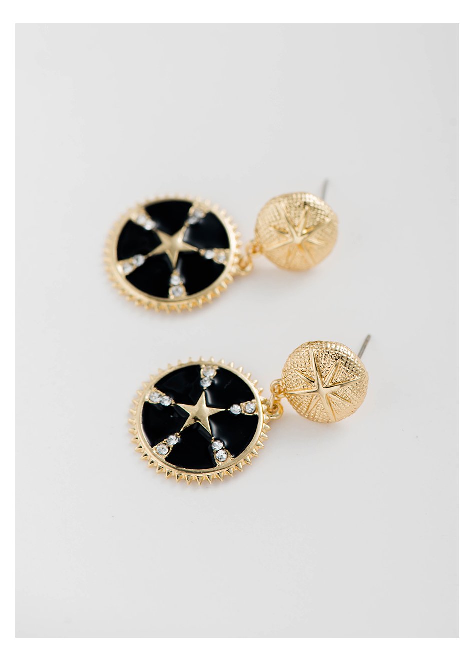 Bright Star Dangle Earring featuring gold plating and ceramic inlay, elegantly designed for various occasions.