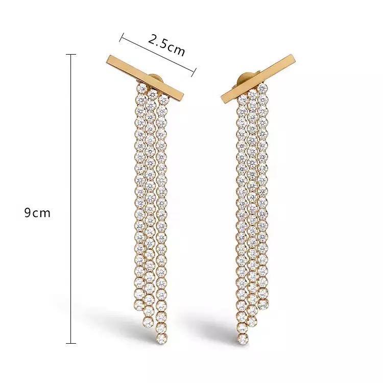 Elegant Brooke Dangle Earrings featuring cubic zirconia stones with a 9cm drop, perfect for special occasions.