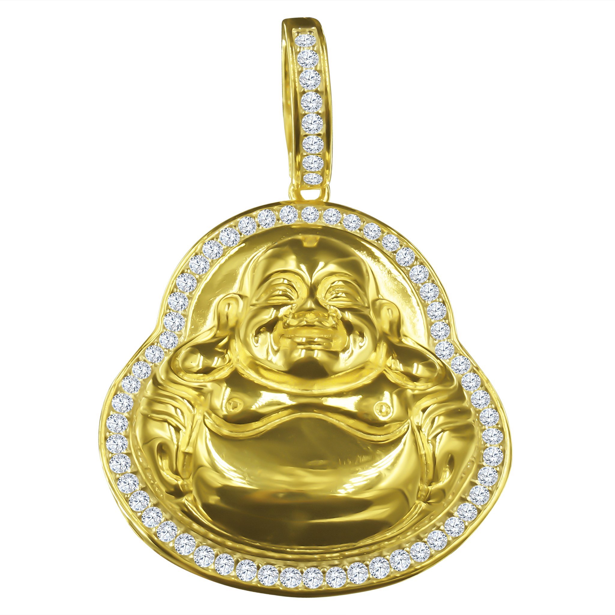 Budha pendant made of sterling silver 925 with high-quality CZ stones, featuring a micropave prong-set design.