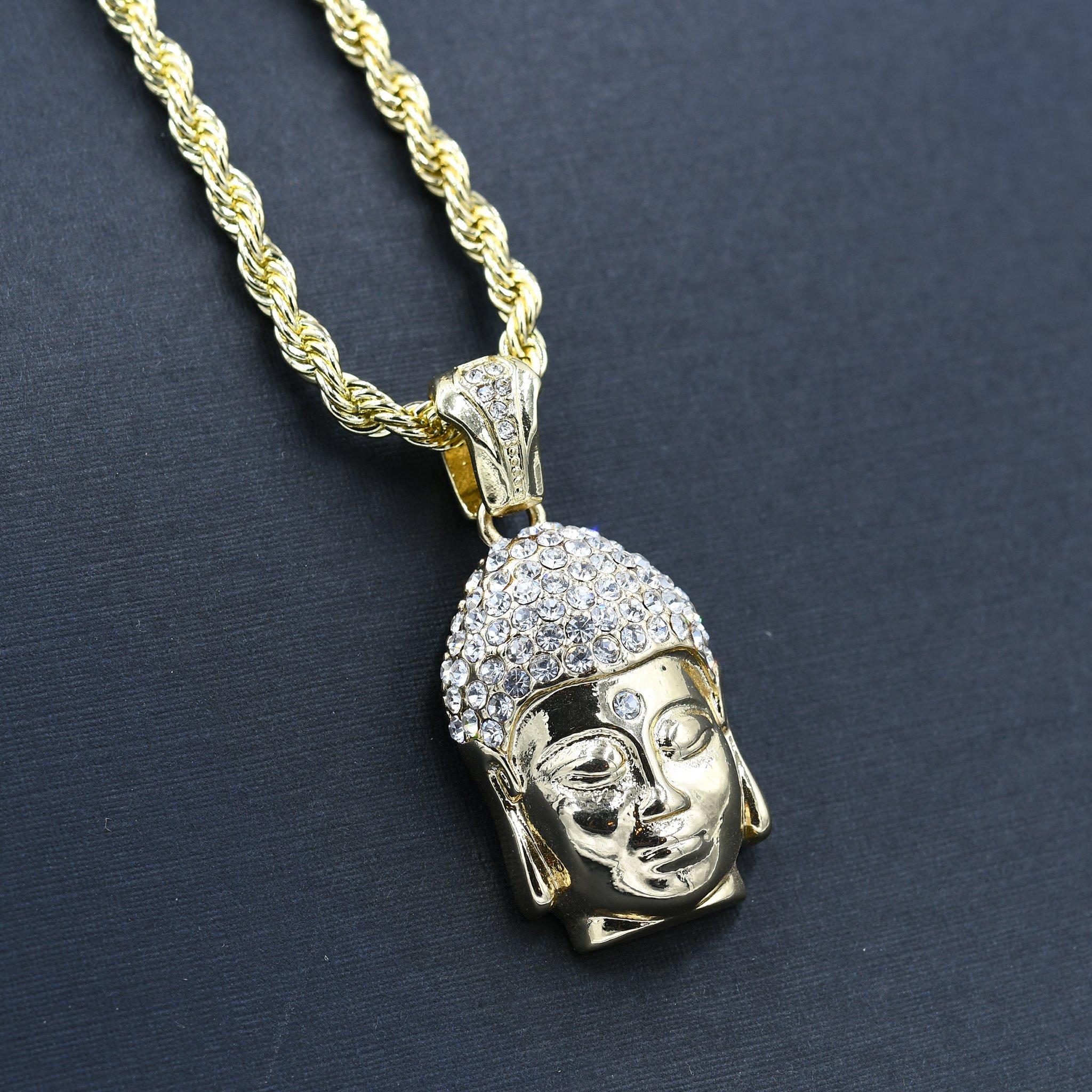 BUDHA CHAIN AND CHARM - D90392, a stylish 24-inch hip hop chain featuring a unique charm, perfect for enhancing any outfit.