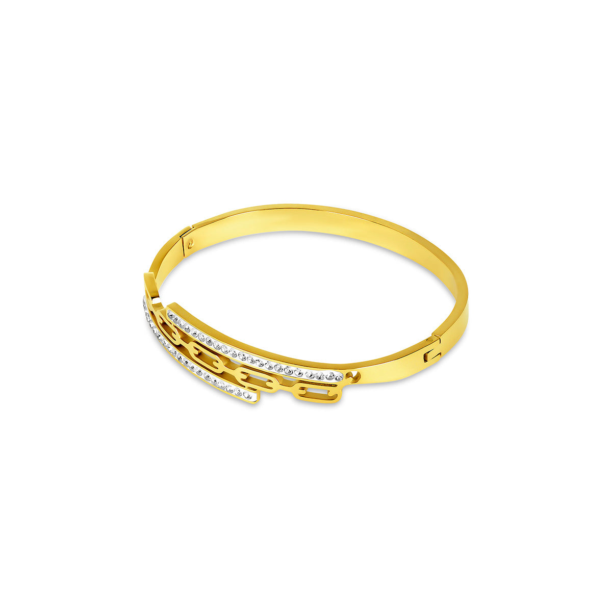 Bushra Margot Stone Bangle Bracelet in gold, made from premium stainless steel with an elegant design.