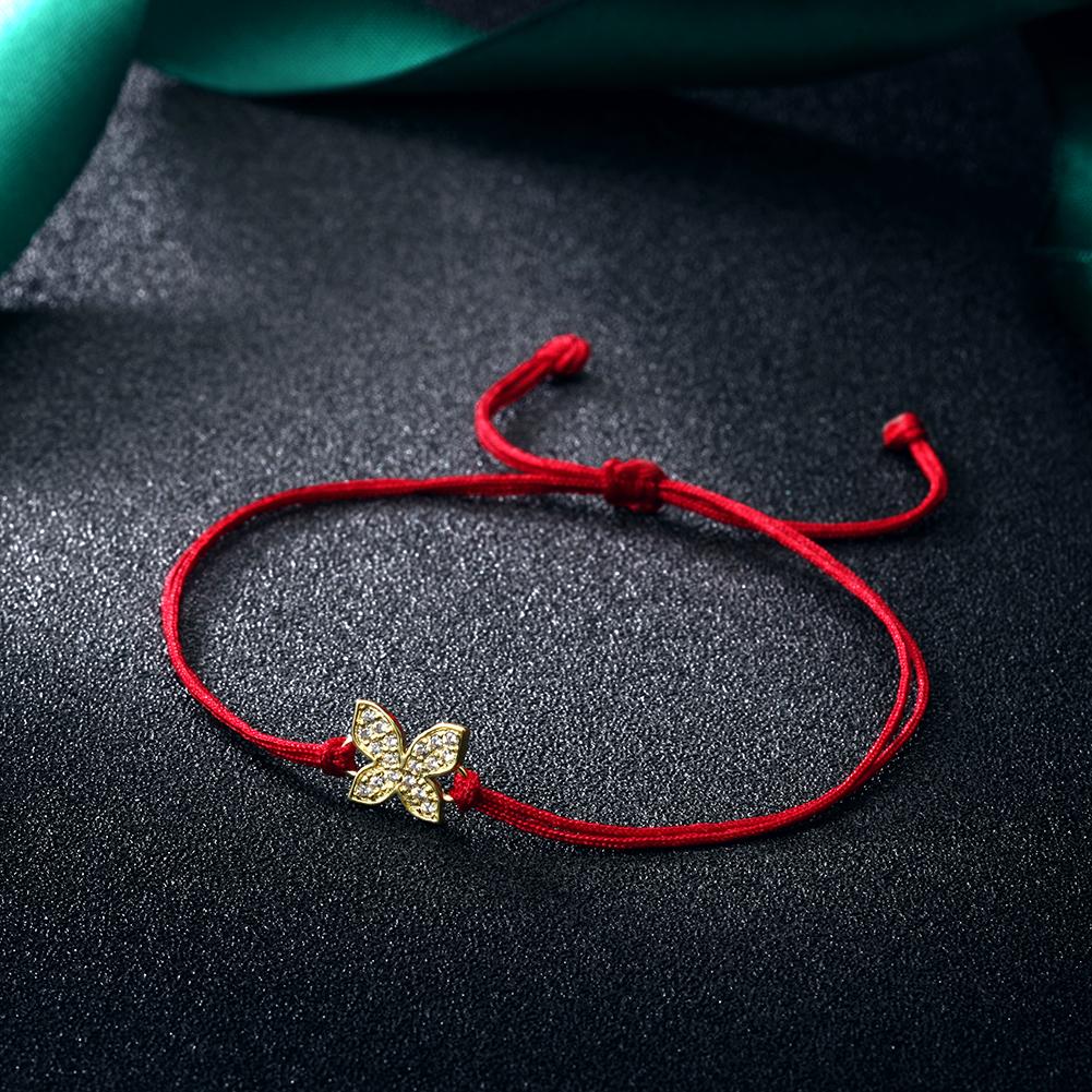 Elegant Butterfly Thread Bracelet made of 316L surgical stainless steel with 14K gold PVD plating, showcasing a delicate butterfly design.