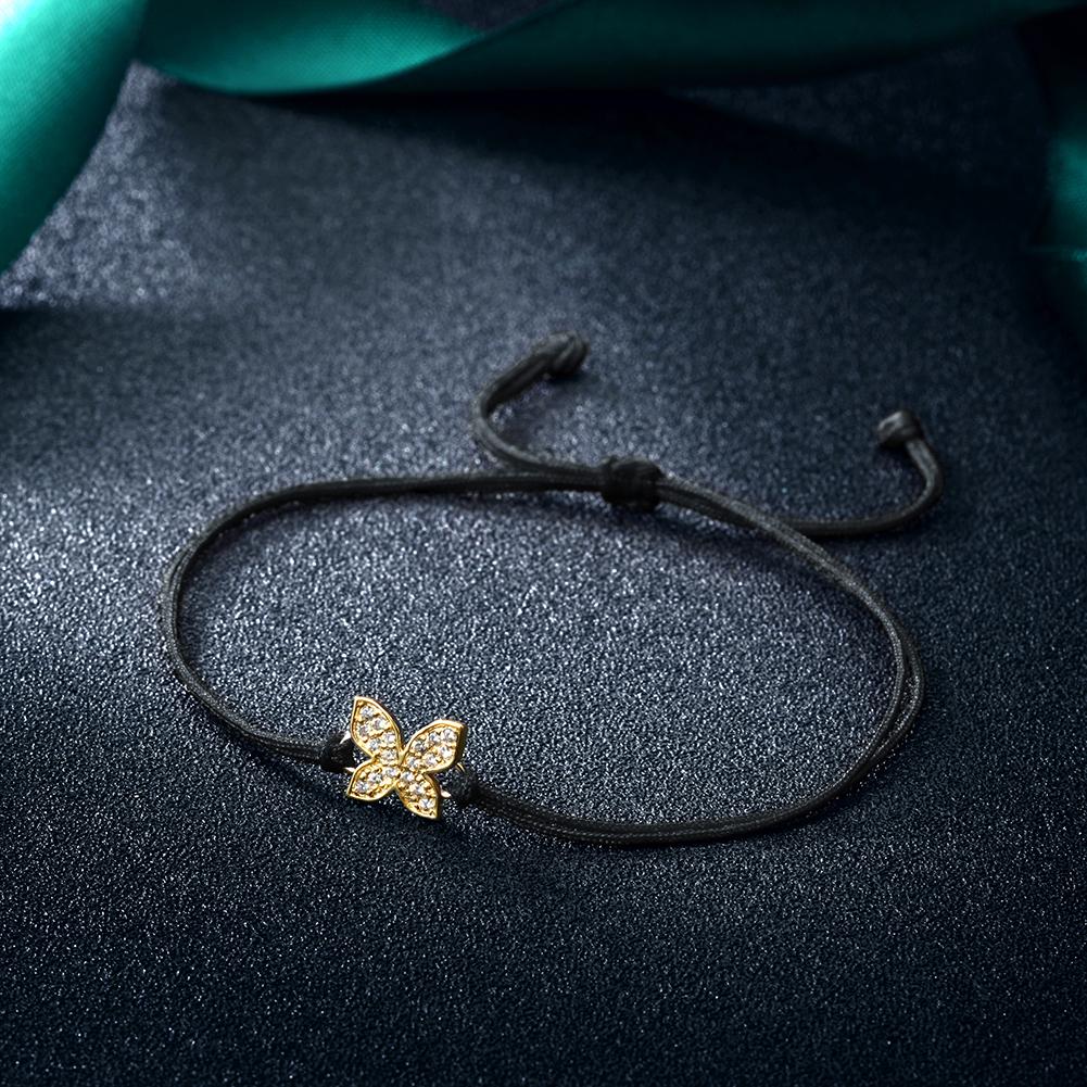 Elegant Butterfly Thread Bracelet made of 316L surgical stainless steel with 14K gold PVD plating, showcasing a delicate butterfly design.