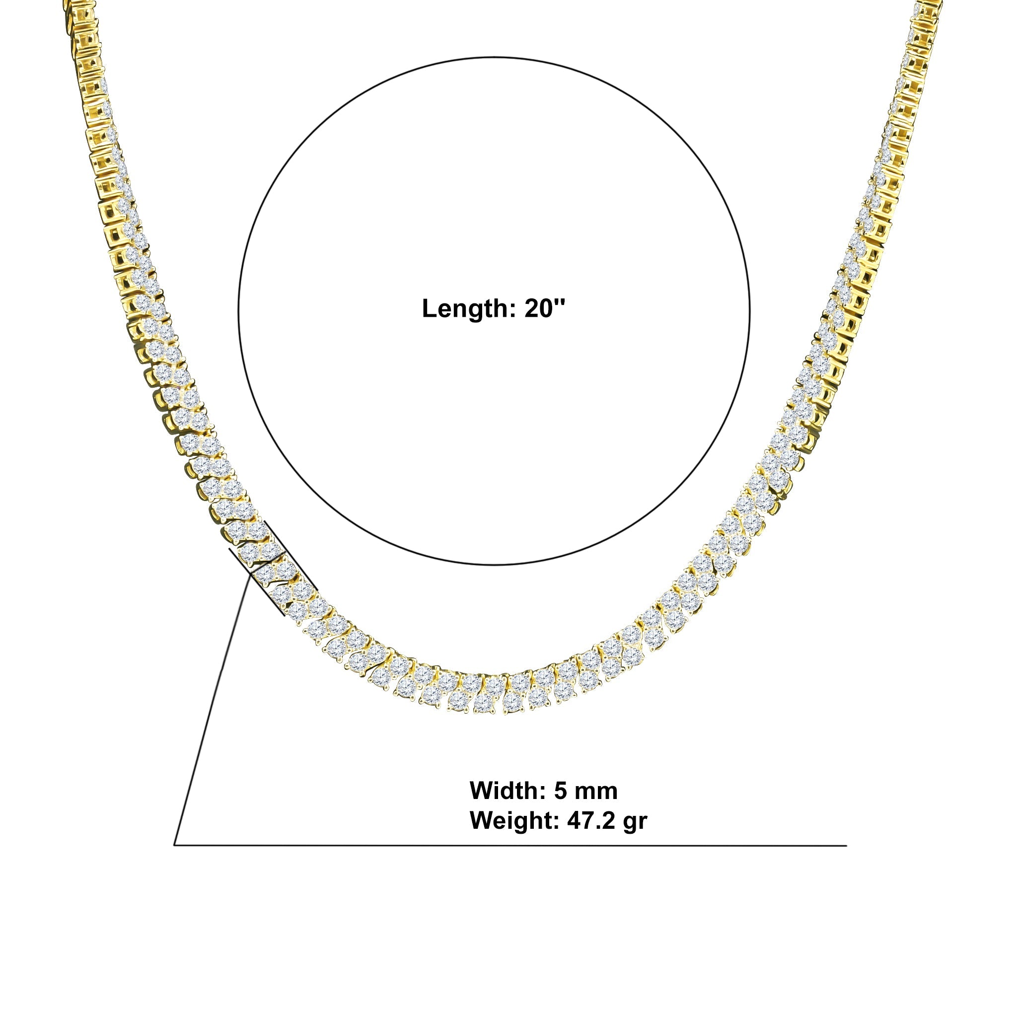 BUXOM Sterling Silver 5mm Chain featuring AAA grade cubic zirconia stones, showcasing its elegant design and craftsmanship.