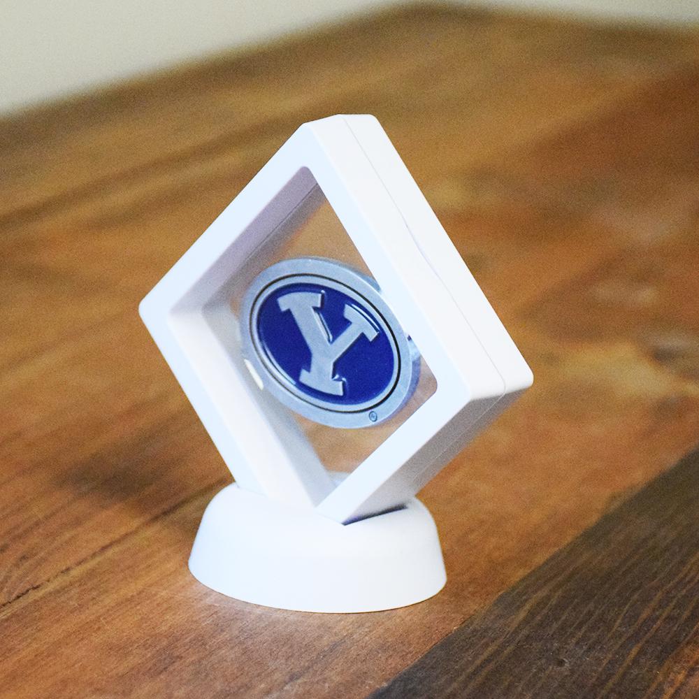 BYU Collectibles Coin displayed in a white frame, showcasing school spirit.