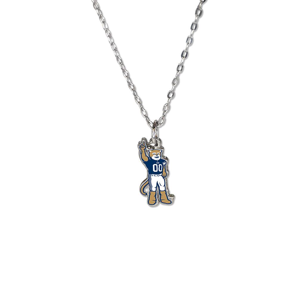 BYU Cougar Mascot Necklace featuring a silver pendant and adjustable chain.