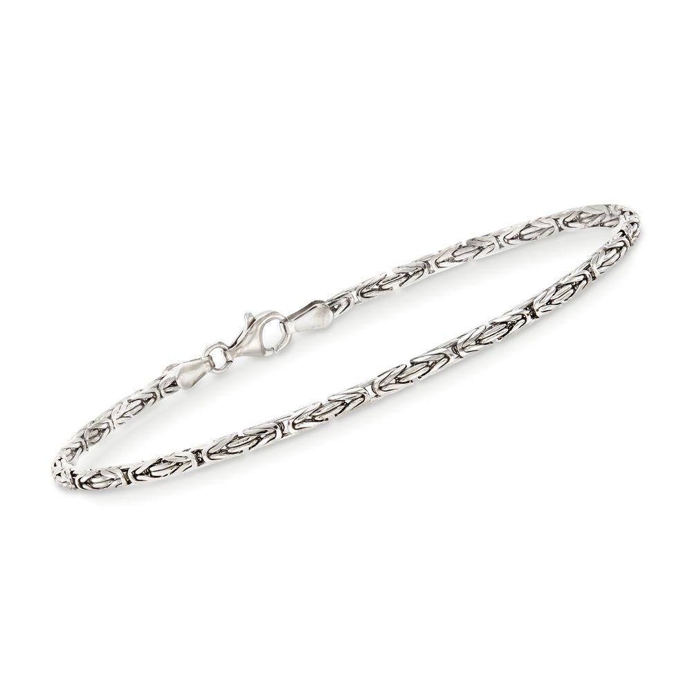 Byzantine Chain Bracelet in 18K White Gold Plated, featuring a lobster clasp and elegant design, perfect for any occasion.